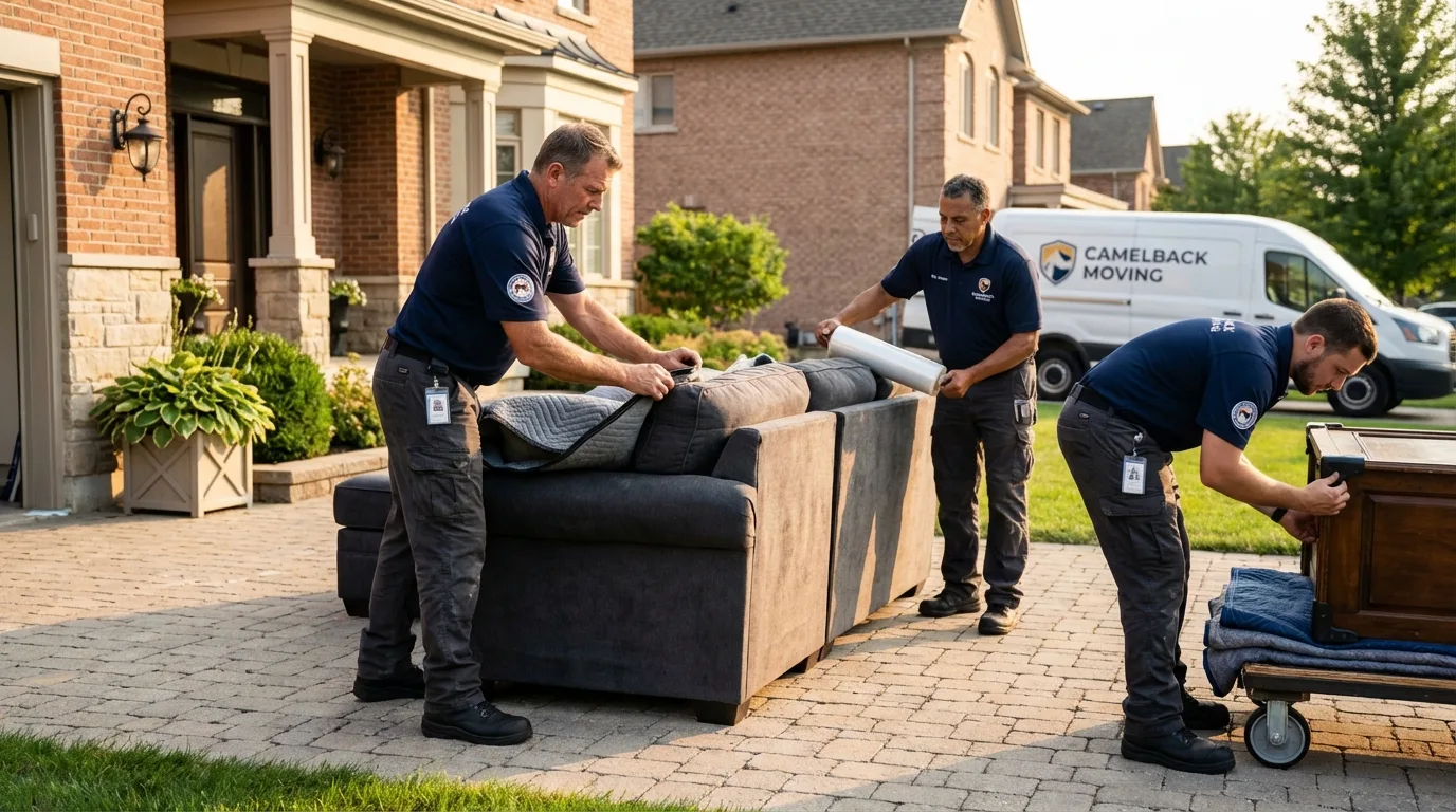 Large estate moving crew wrapping furniture in Paris, MO
